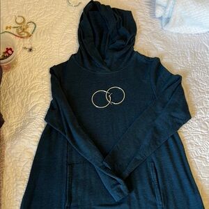 J. Jill Blue Hooded Fleece Top